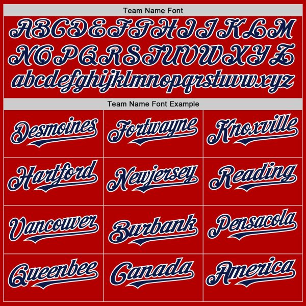 Custom Red Navy-White Line Authentic Baseball Jersey - Image 4