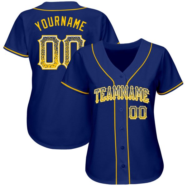 Custom Royal Gold-White Authentic Drift Fashion Baseball Jersey - Image 2
